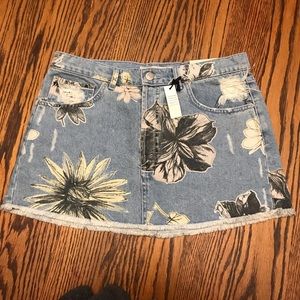 Topshop Floral Denim skirt